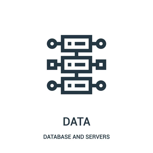 Data icon vector from database and servers collection. Thin line data outline icon vector illustration. — Stock Vector