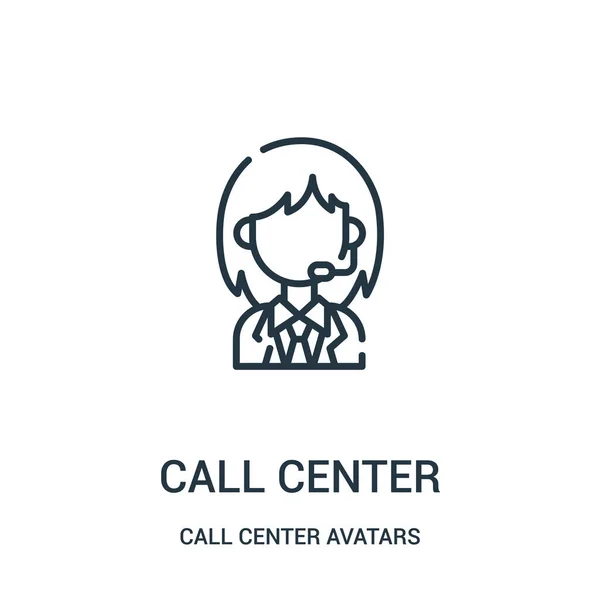 Call Center Symbolvektor aus der Avatarsammlung des Call Centers. dünne Linie Call Center Umriss Symbol Vektor Illustration. — Stockvektor