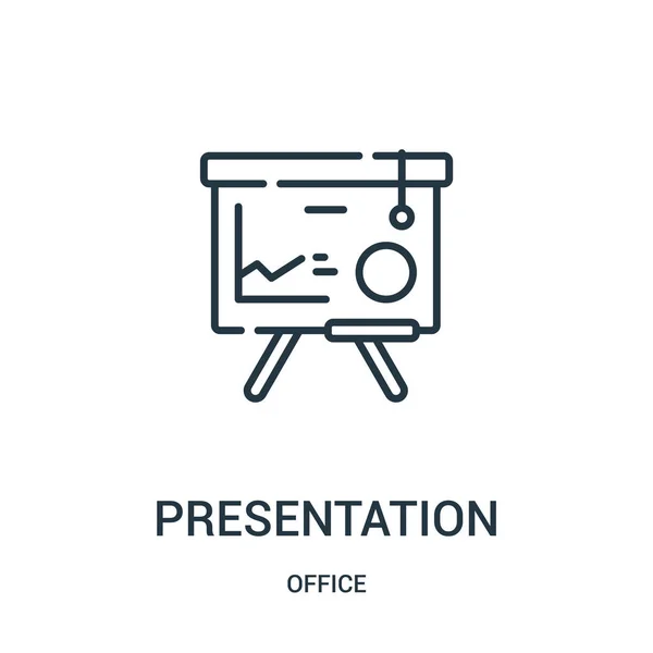 Vector icono de presentación de la colección de oficina. Línea delgada presentación esquema icono vector ilustración . — Vector de stock