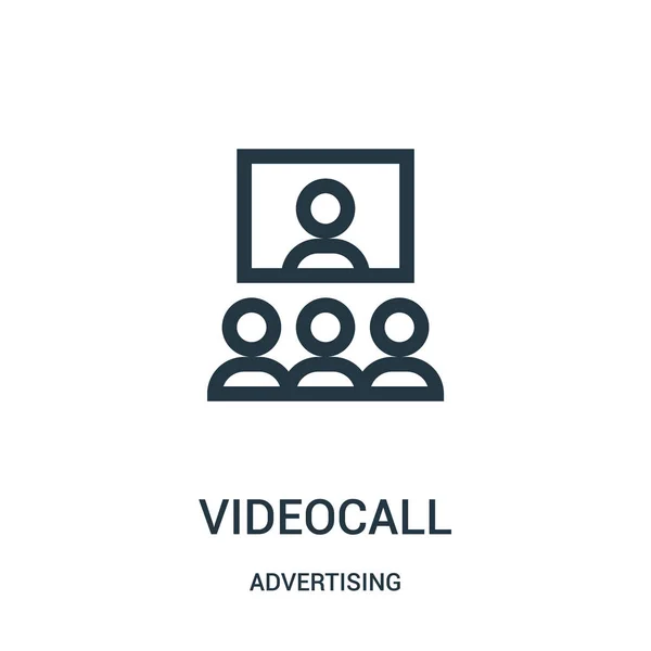 Videocall icon vector from advertising collection. Thin line videocall outline icon vector illustration. — Stock Vector