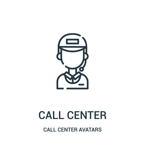 Vector de icono de centro de llamadas de colección de avatares de centro de llamadas. Línea delgada llamada centro contorno icono vector ilustración . — Vector de stock