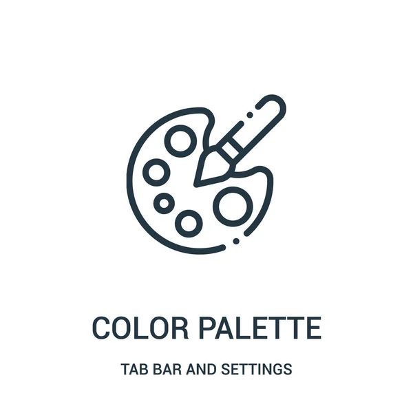 Vector de icono de paleta de color de la barra de pestañas y configuración de colección. Línea delgada color paleta contorno icono vector ilustración . — Vector de stock