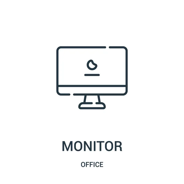 Monitor vector icono de la colección de la oficina. Línea delgada monitor contorno icono vector ilustración . — Vector de stock