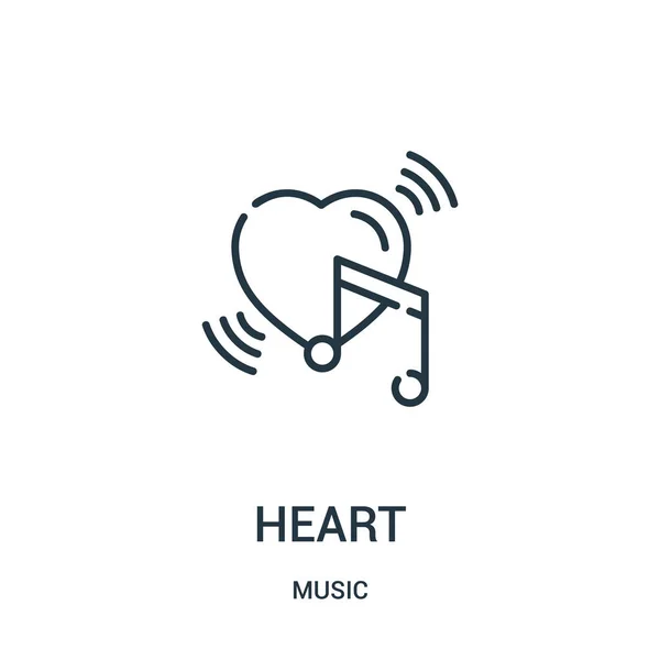 Coeur icône vecteur de la collection de musique. Illustration vectorielle d'icône de contour de coeur de ligne mince . — Image vectorielle