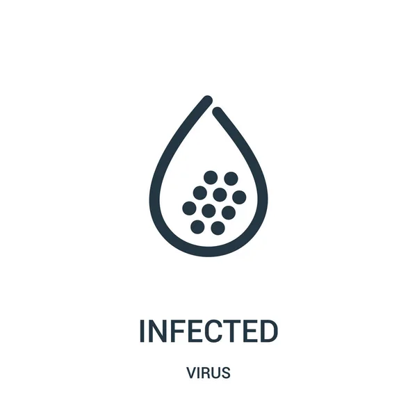 Vector icono infectado de la colección de virus. Línea delgada infectados esquema icono vector ilustración . — Vector de stock