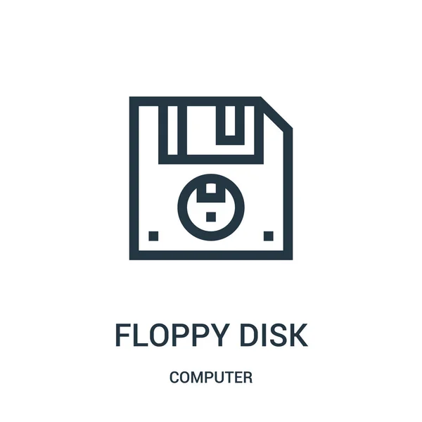 Vetor de ícone de disco flexível da coleção de computadores. Linha fina disquete esboço ícone vetor ilustração . — Vetor de Stock