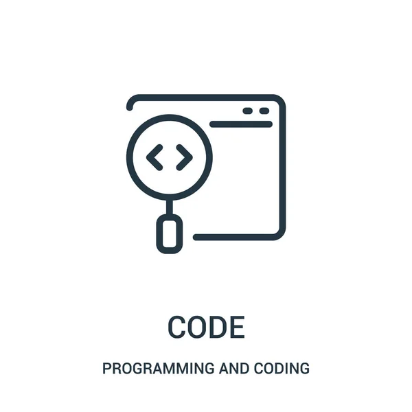 Вектор значков кода из коллекции программирования и кодирования. Иллюстрация вектора значков тонкой линии кода . — стоковый вектор