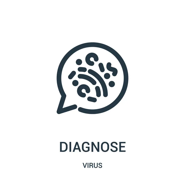 Diagnosticar vector icono de la colección de virus. Línea delgada diagnosticar esquema icono vector ilustración . — Vector de stock