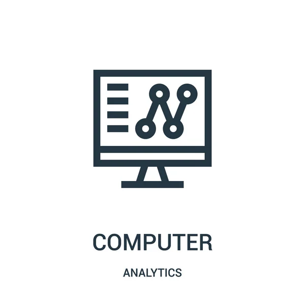 Ikona komputera wektor z kolekcji analytics. Cienka linia komputer kontur ikona ilustracja wektorowa. — Wektor stockowy