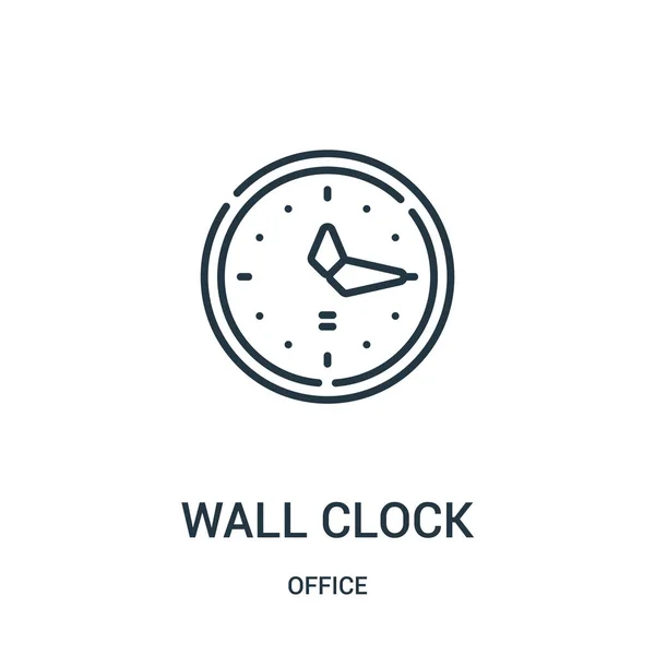 Wand klok pictogram vector uit office-collectie. Dunne lijn muur klok overzicht pictogram vectorillustratie. — Stockvector