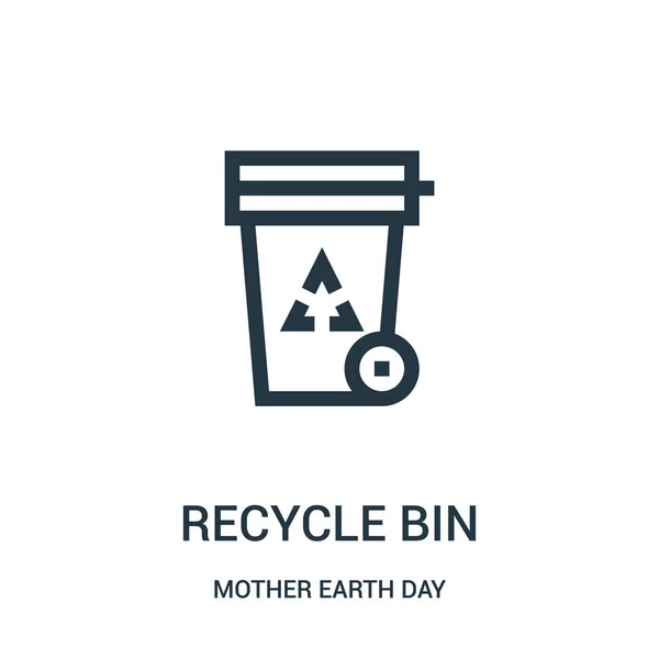 Recycle bin ikona Vektor z kolekce matka den země. Tenká čára recycle bin osnovy ikonu vektorové ilustrace. — Stockový vektor