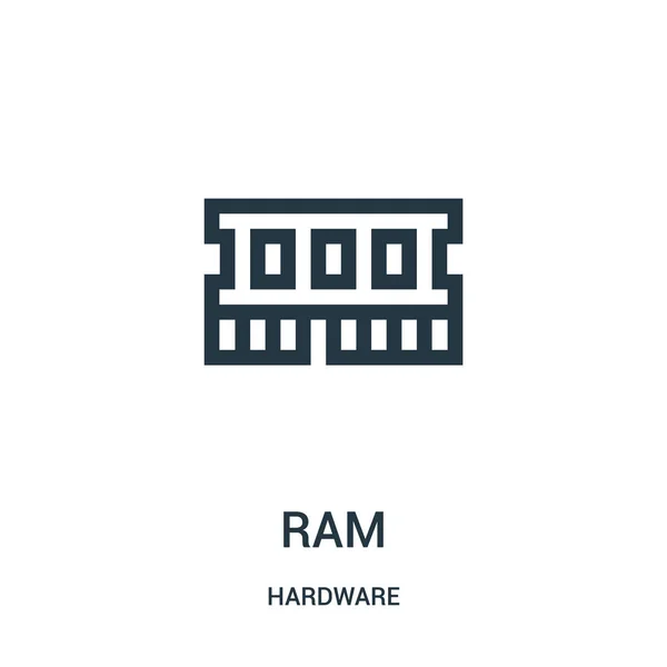 Vetor de ícones ram da coleção de hardware. Linha fina ram esboço ícone vetor ilustração . — Vetor de Stock