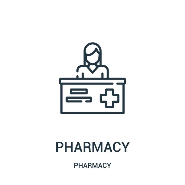 Vector icono de farmacia de la colección de farmacia. Línea delgada farmacia esquema icono vector ilustración . — Vector de stock