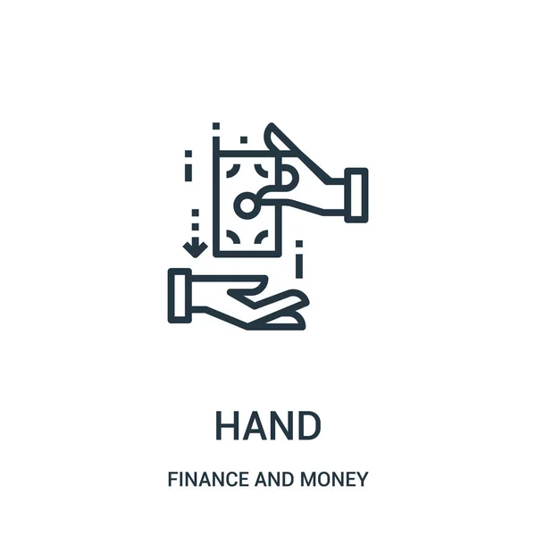 Hand pictogram vector uit de collectie van Financiën en geld. Dunne lijn hand overzicht pictogram vectorillustratie. — Stockvector