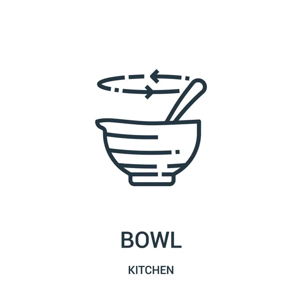 Vector icono bowl de la colección de cocina. Tazón de línea delgada esquema icono vector ilustración . — Vector de stock