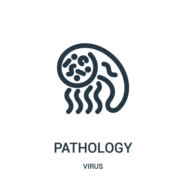 Patología vector icono de la colección de virus. Línea delgada patología esquema icono vector ilustración . — Vector de stock