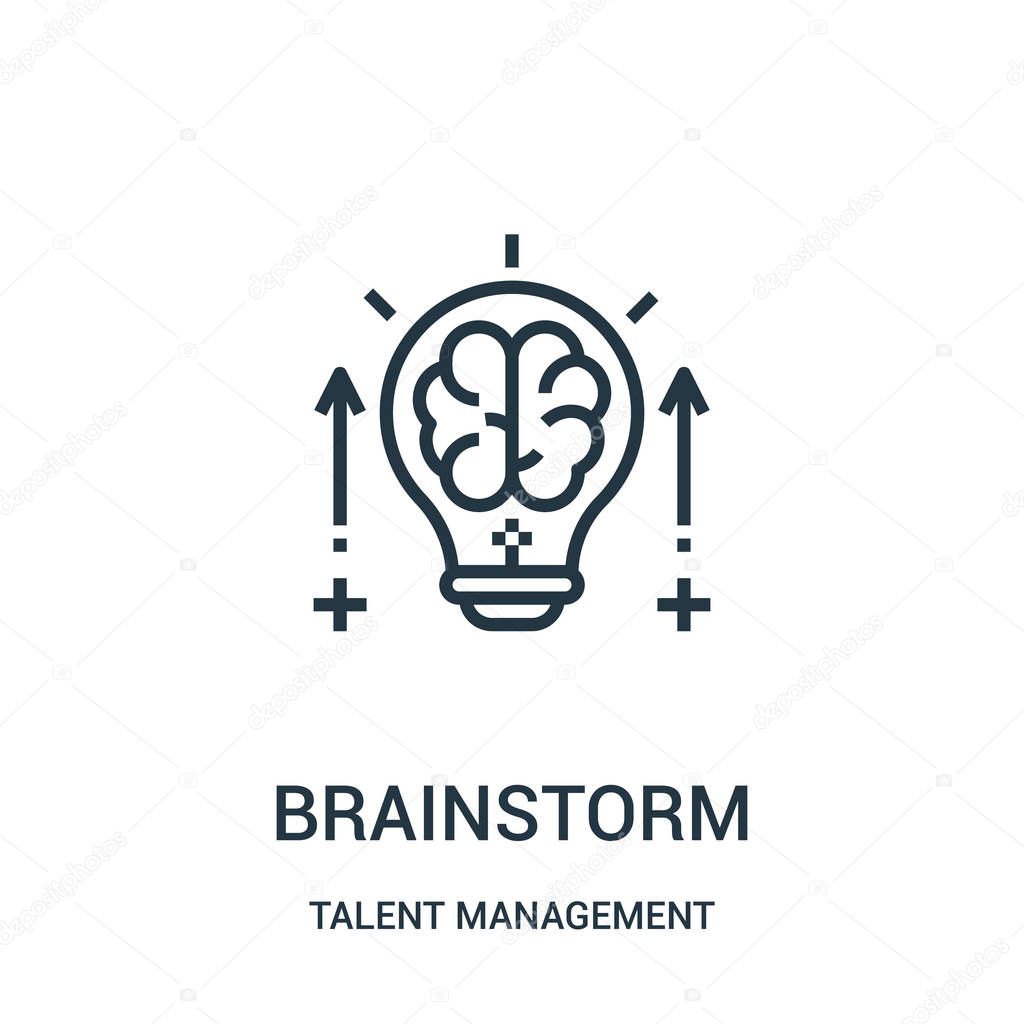 brainstorm icon vector from talent management collection. Thin line brainstorm outline icon vector illustration.