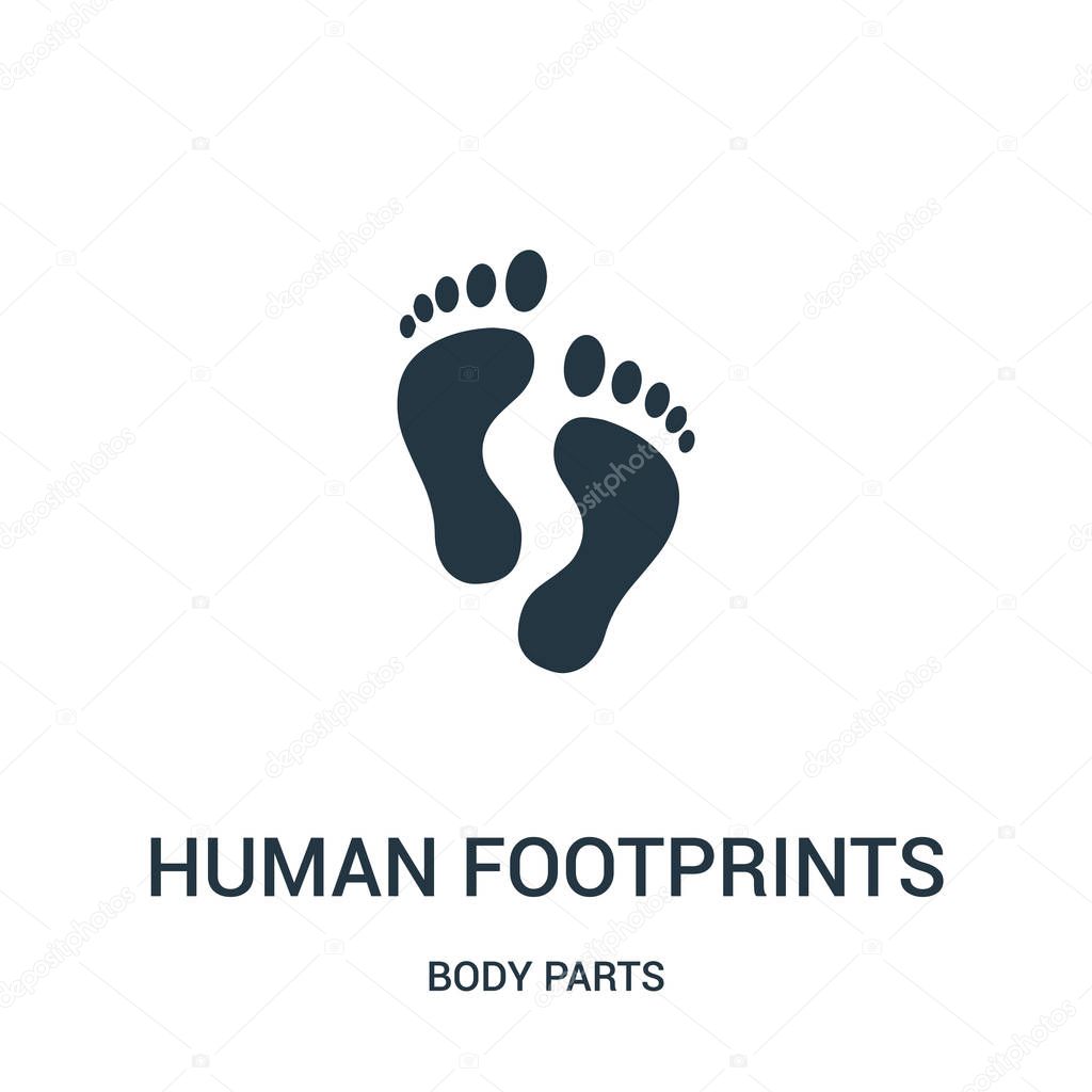human footprints icon vector from body parts collection. Thin line human footprints outline icon vector illustration.