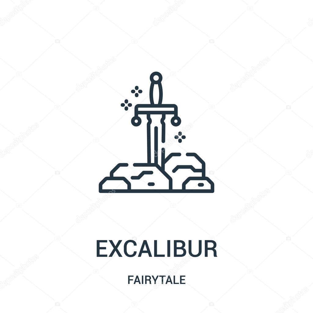 Excalibur icon vector from fairytale collection. Thin line excalibur outline icon vector illustration. Linear symbol for use on web and mobile apps, logo, print media.