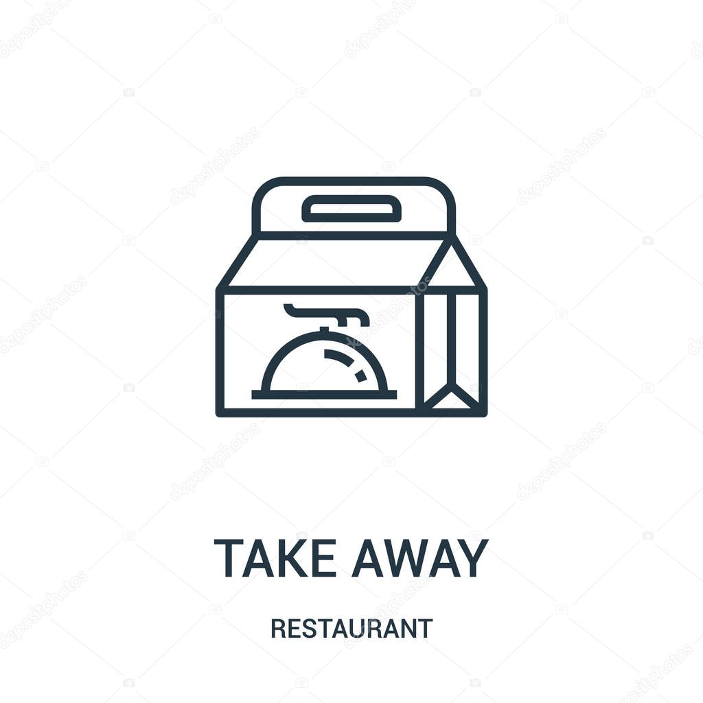 take away icon vector from restaurant collection. Thin line take away outline icon vector illustration.