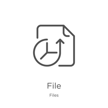 Dosya simgesi vektör dosyaları koleksiyonundan. İnce çizgi dosya anahat simge vektör illüstrasyon. Anahat, Web sitesi tasarımı ve mobil, uygulama geliştirme için ince çizgi dosya simgesi
