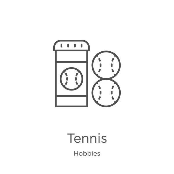 Вектор тенісної ікони з колекції хобі. Тонка лінія тенісу окреслює піктограму Векторні ілюстрації. Контурна, тонка лінія тенісу для дизайну веб-сайту та мобільних пристроїв, розробка додатків — стоковий вектор