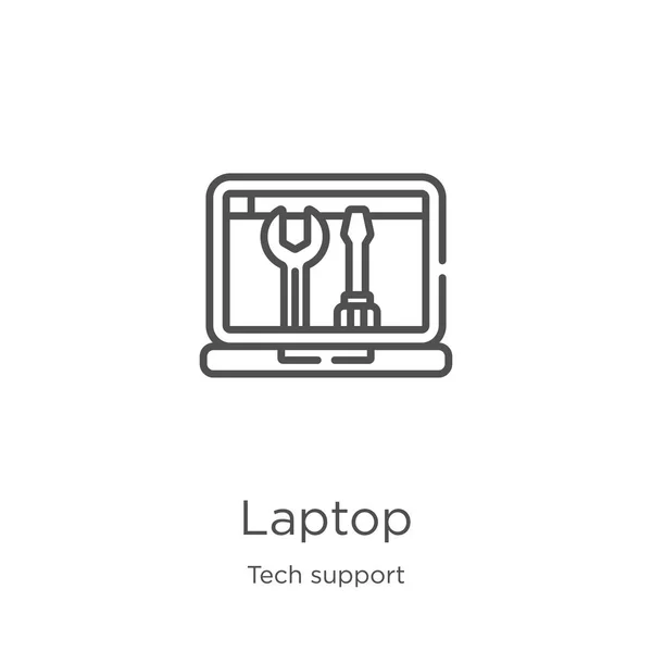 Laptop-Icon-Vektor aus der Tech-Support-Sammlung. dünne Linie Laptop umreißt Symbol Vektor Illustration. Umriss, dünne Linie Laptop-Symbol für Website-Design und mobile, App-Entwicklung — Stockvektor