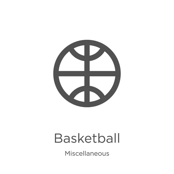 Basketball icon vector from miscellaneous collection. Thin line basketball outline icon vector illustration. Outline, thin line basketball icon for website design and mobile, app development — Stock Vector