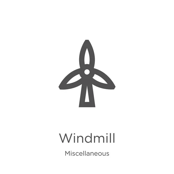 Windmill icon vector uit diverse collectie. Dunne lijn windmolen overzicht icoon vector illustratie. Outline, dunne lijn Windmill icoon voor website design en mobiele, app ontwikkeling — Stockvector