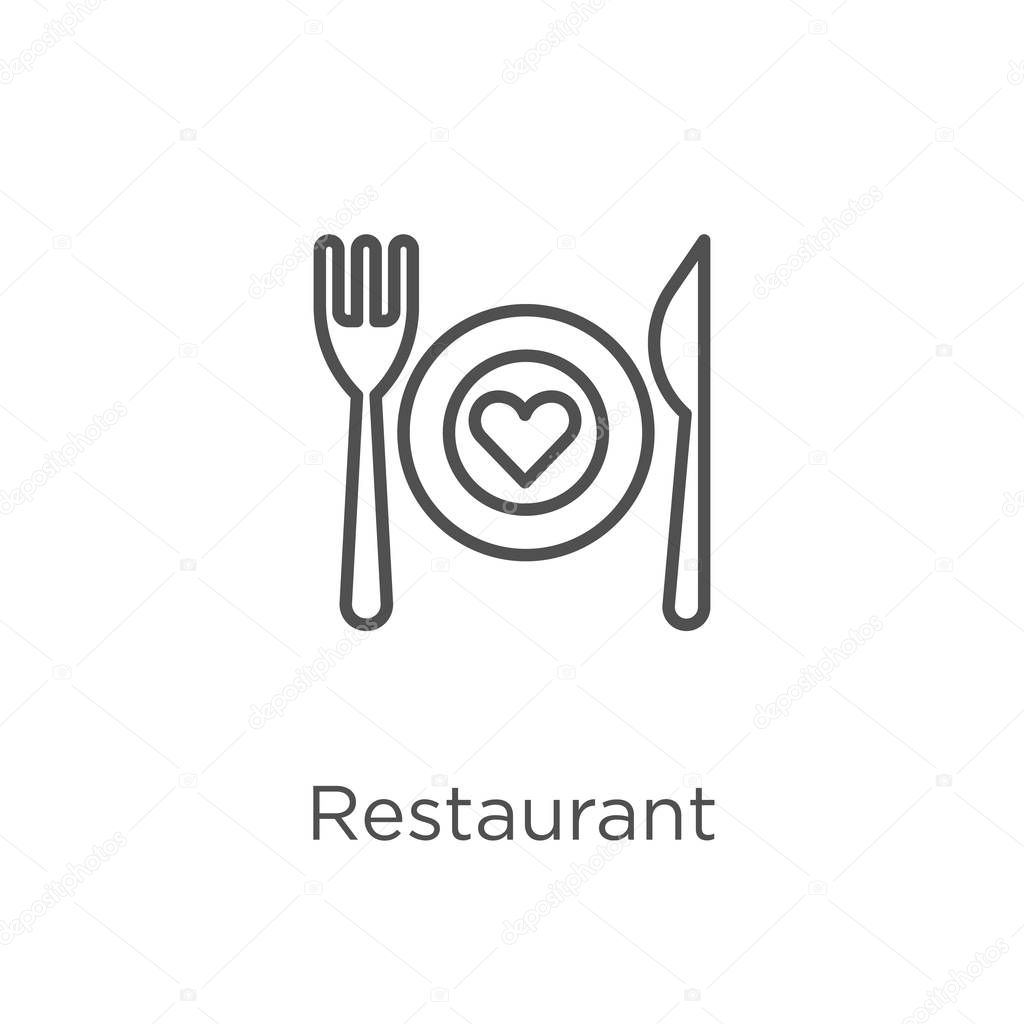 restaurant icon vector from date night collection. Thin line restaurant outline icon vector illustration. Outline, thin line restaurant icon for website design and mobile, app development