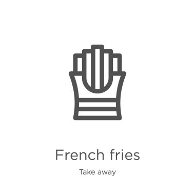 patates kızartması simge vektör toplama uzak. İnce çizgi Fransız patates anahat simge vektör illüstrasyon. Anahat, Web sitesi tasarımı ve mobil, uygulama geliştirme için ince çizgi patates kızartması simgesi