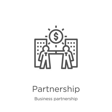 iş ortaklığı koleksiyondan ortaklık simgesi vektörü. İnce çizgi ortaklık anahat simge vektör illüstrasyon. Anahat, Web sitesi tasarımı ve mobil, uygulama geliştirme için ince hat ortaklık simgesi