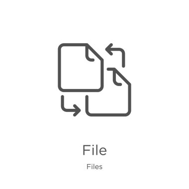 Dosya simgesi vektör dosyaları koleksiyonundan. İnce çizgi dosya anahat simge vektör illüstrasyon. Anahat, Web sitesi tasarımı ve mobil, uygulama geliştirme için ince çizgi dosya simgesi