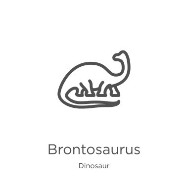 dinozor koleksiyonundan Brontosaurus simge vektör. İnce çizgi Brontosaurus anahat simge vektör illüstrasyon. Anahat, Web sitesi tasarımı ve mobil, uygulama geliştirme için ince çizgi Brontosaurus simgesi