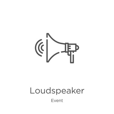 olay koleksiyonundan hoparlör simgesi vektörü. İnce çizgi hoparlör anahat simge vektör illüstrasyon. Anahat, Web sitesi tasarımı ve mobil, uygulama geliştirme için ince hat hoparlör simgesi