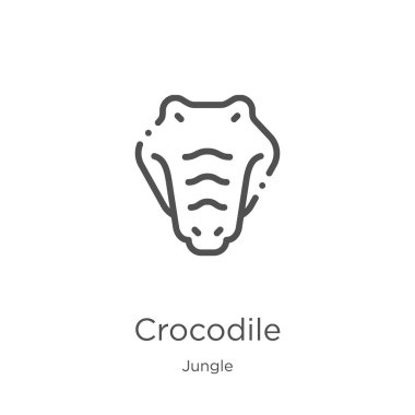 Orman koleksiyonundan timsah simge vektör. İnce çizgi timsah anahat simge vektör illüstrasyon. Anahat, Web sitesi tasarımı ve mobil, uygulama geliştirme için ince çizgi timsah simgesi