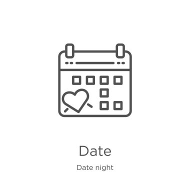 tarihi gece koleksiyonundan tarih simgesi vektör. İnce çizgi Tarih anahat simge vektör Illustration. Web sitesi tasarımı ve mobil, uygulama geliştirme için anahat, ince çizgi tarih simgesi