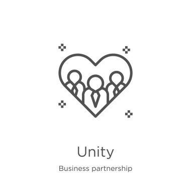 iş ortaklığı koleksiyonundan birlik simgesi vektörü. İnce çizgi birlik anahat simge vektör illüstrasyon. Anahat, Web sitesi tasarımı ve mobil, uygulama geliştirme için ince çizgi birlik simgesi