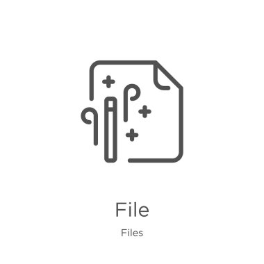 Dosya simgesi vektör dosyaları koleksiyonundan. İnce çizgi dosya anahat simge vektör illüstrasyon. Anahat, Web sitesi tasarımı ve mobil, uygulama geliştirme için ince çizgi dosya simgesi