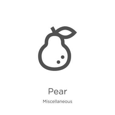 çeşitli koleksiyonundan armut simge vektör. İnce çizgi armut anahat simge vektör illüstrasyon. Anahat, Web sitesi tasarımı ve mobil, uygulama geliştirme için ince çizgi armut simgesi