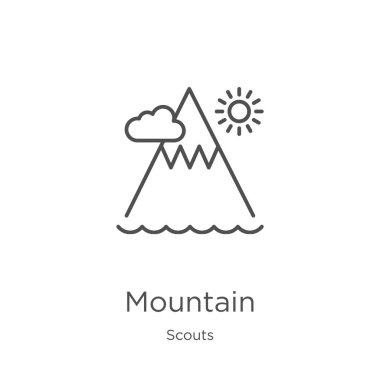 mountain icon vector from scouts collection. Thin line mountain outline icon vector illustration. Outline, thin line mountain icon for website design and mobile, app development clipart