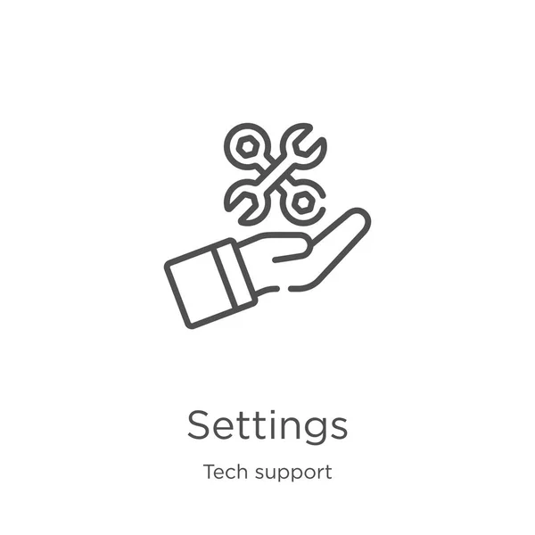 Ikony ustawień wektorowych z kolekcji wsparcia technicznego. Cienkie ustawienia linii kontur ikona wektor ilustracji. Zarys, cienka linia ikona ustawienia do projektowania stron internetowych i mobilnych, tworzenie aplikacji — Wektor stockowy