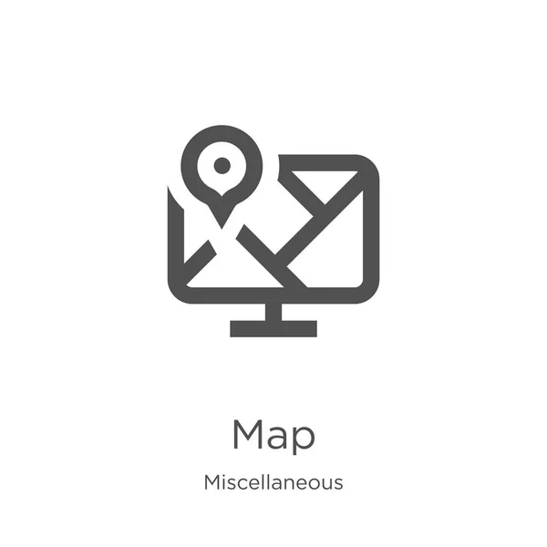 Map icon vector from miscellaneous collection. Delgada linha mapa esboço ícone vetor ilustração. Esboço, ícone de mapa de linha fina para o design do site e móvel, desenvolvimento de aplicativos — Vetor de Stock