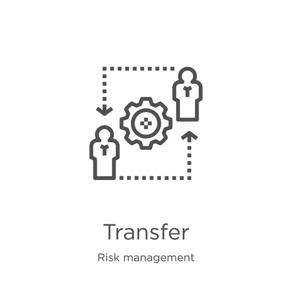 Vettore icona di trasferimento dalla raccolta di gestione dei rischi. Illustrazione vettoriale dell'icona del profilo di trasferimento della linea sottile. Outline, icona di trasferimento linea sottile per la progettazione di siti web e mobile, sviluppo di app — Vettoriale Stock