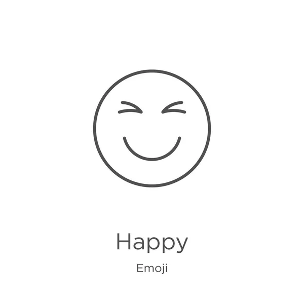 Felice vettore icona della collezione emoji. Linea sottile felice contorno icona vettoriale illustrazione. Outline, linea sottile icona felice per la progettazione di siti web e mobile, lo sviluppo di app — Vettoriale Stock