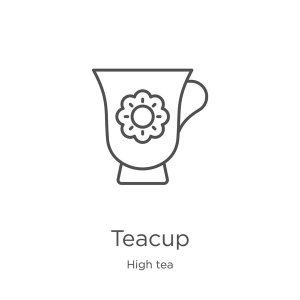 Vetor de ícone de xícara de chá de alta coleção de chá. Linha fina teacup contorno ícone vetor ilustração. Esboço, ícone de xícara de chá linha fina para o design do site e móvel, desenvolvimento de aplicativos — Vetor de Stock