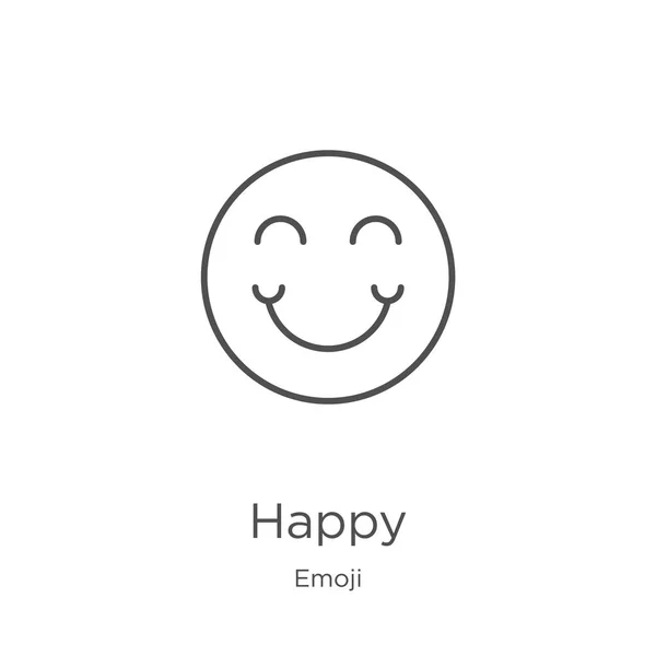 Glücklicher Symbol-Vektor aus der Emoji-Sammlung. dünne Linie glückliche Umrisse Symbol Vektor Illustration. Umriss, dünne Linie glückliches Symbol für Website-Design und mobile, App-Entwicklung — Stockvektor