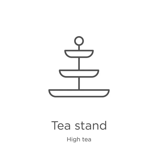 Té stand vector icono de alta colección de té. Línea delgada té pie contorno icono vector ilustración. Esquema, icono de soporte de té de línea delgada para el diseño del sitio web y móvil, desarrollo de aplicaciones — Archivo Imágenes Vectoriales