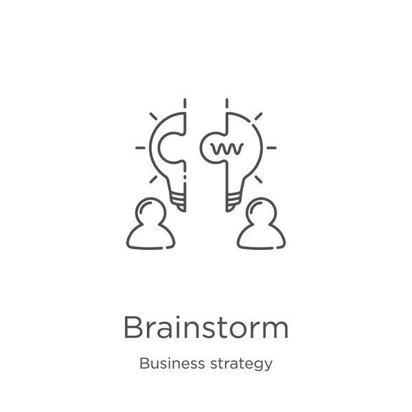 Brainstorma ikon vektor från affärs strategi samling. Tunn linje brainstorma kontur ikon vektor illustration. Kontur, tunn linje brainstorma ikon för webb design och mobil, apputveckling — Stock vektor