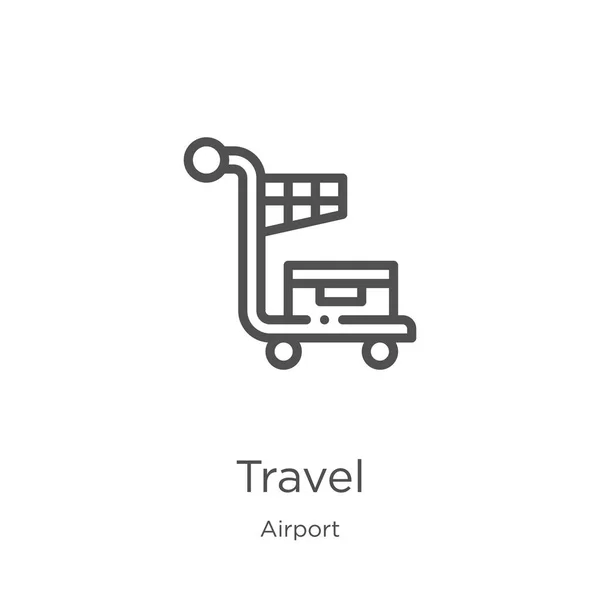 Travel icon vector van de luchthaven collectie. Dunne lijn reizen schets icoon vector illustratie. Overzicht, dun lijn reis pictogram voor website ontwerp en mobiel, app ontwikkeling — Stockvector